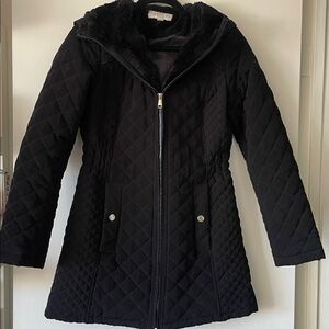 SHELLI SEGAL quilted faux fur trimmed jacket Small
